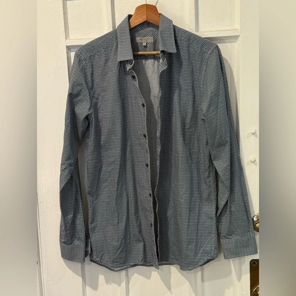 Ted Baker Blue and White Geometric Shirt